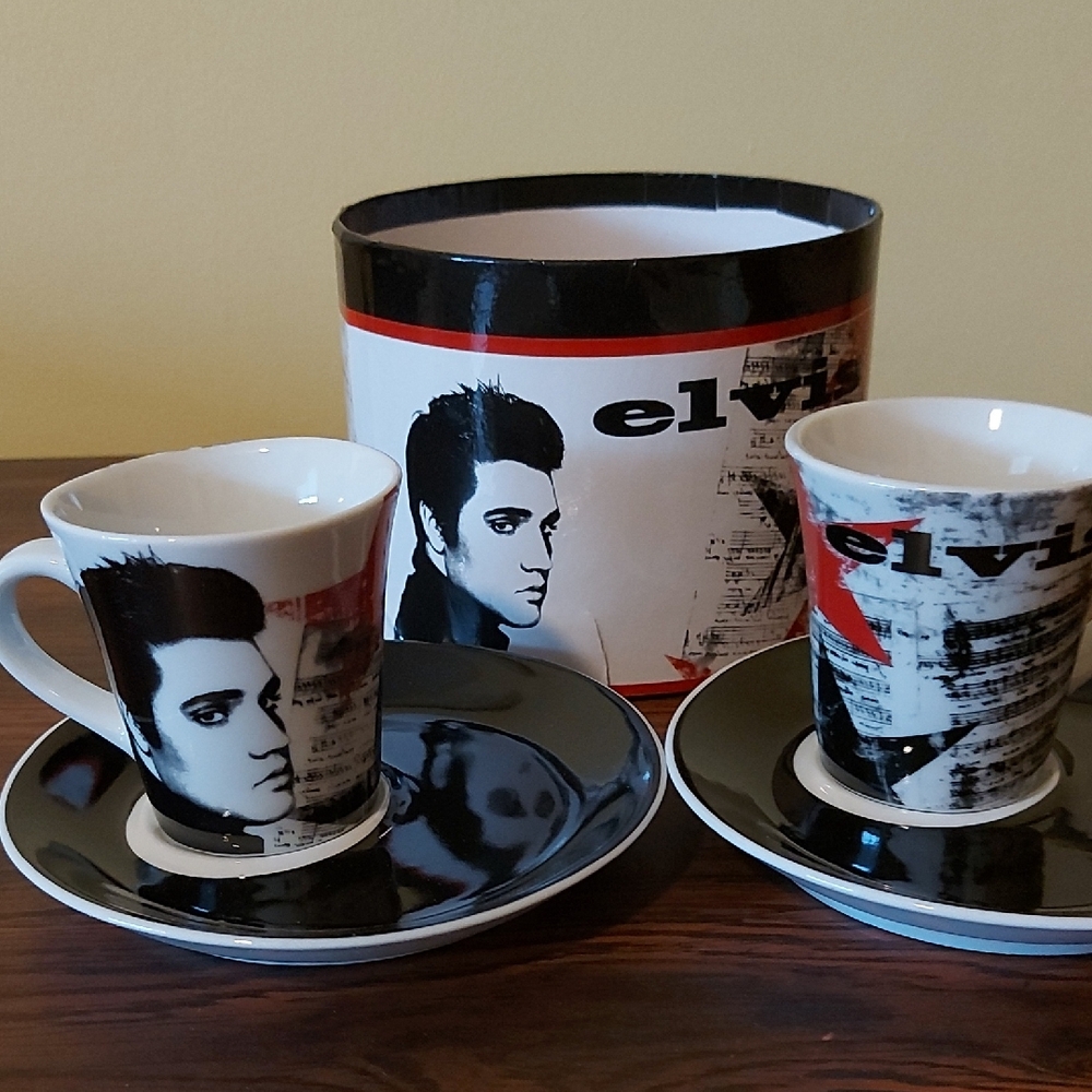 Elvis Presley Black and White Espresso Coffee Set
